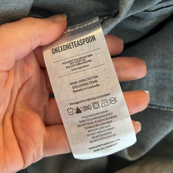 Free People One Teaspoon Denim Button Shirt Chambray Vintage Jean Western - Picture 9 of 12